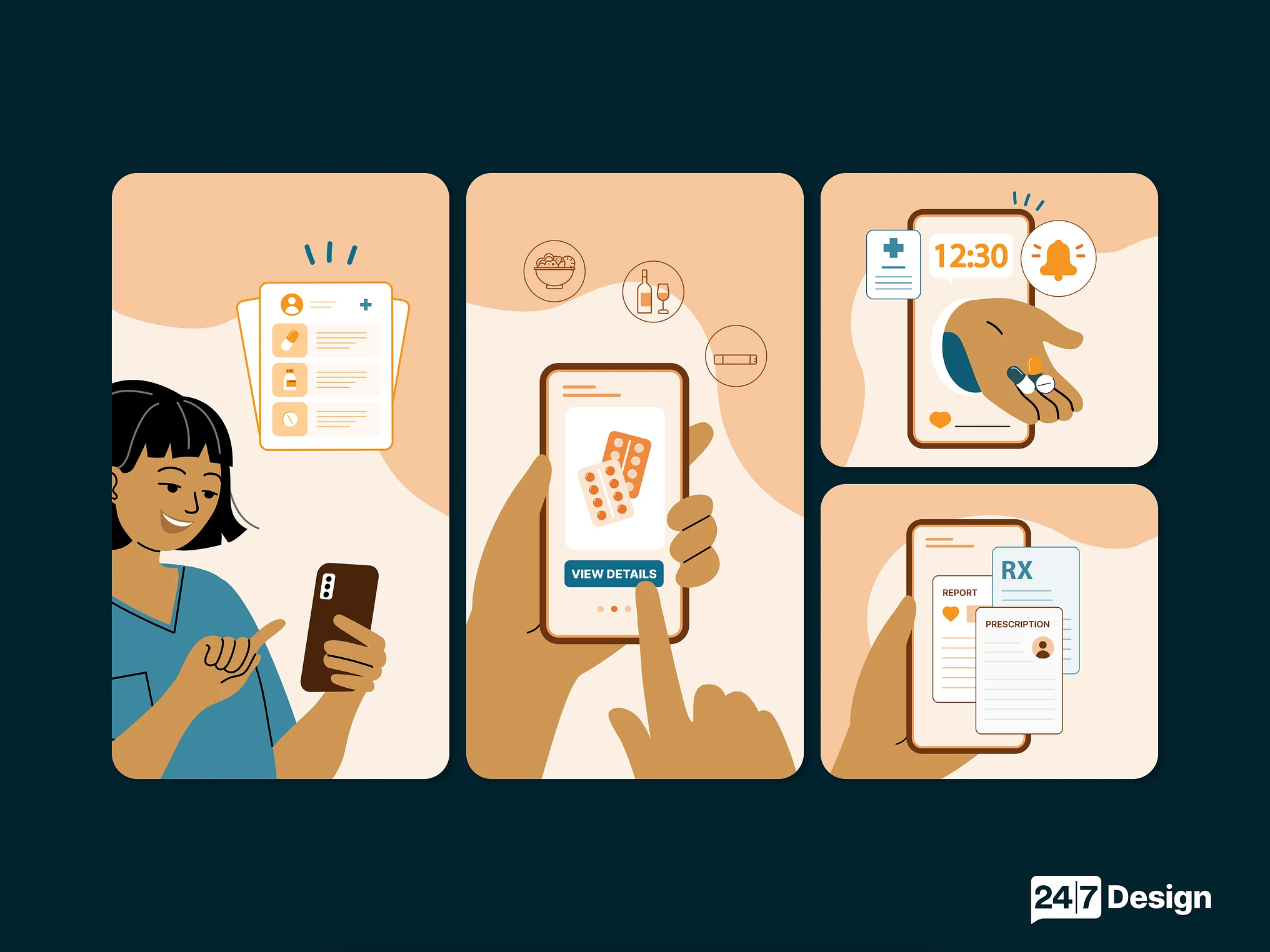 Apollo 24/7 healthcare illustration set
